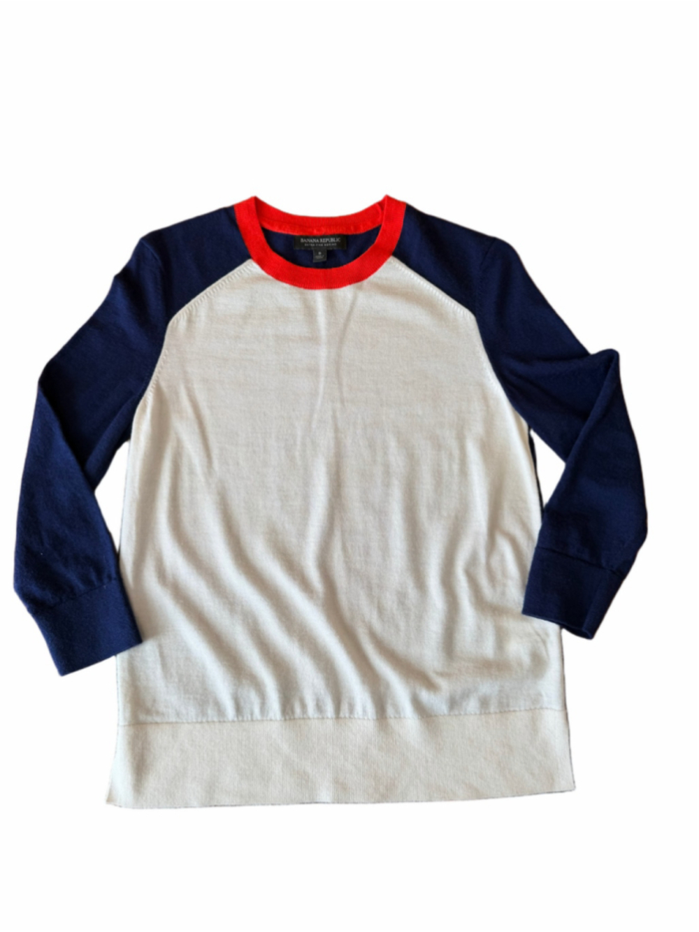 Banana Republic Merino Wool Sweater Size S White Blue